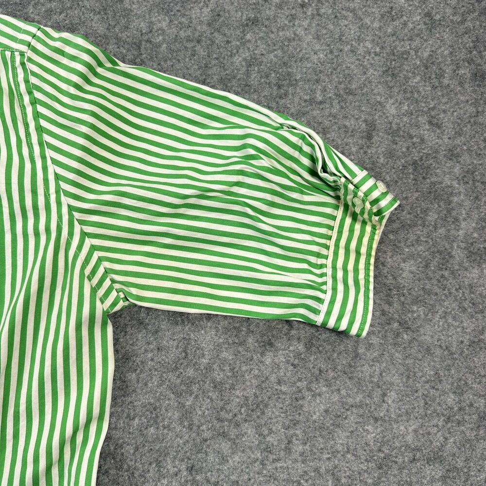 Ralph Lauren Sport Shirt Womens 4 Green Stripe Short Sleeve Button Front Casual - Picture 6 of 10